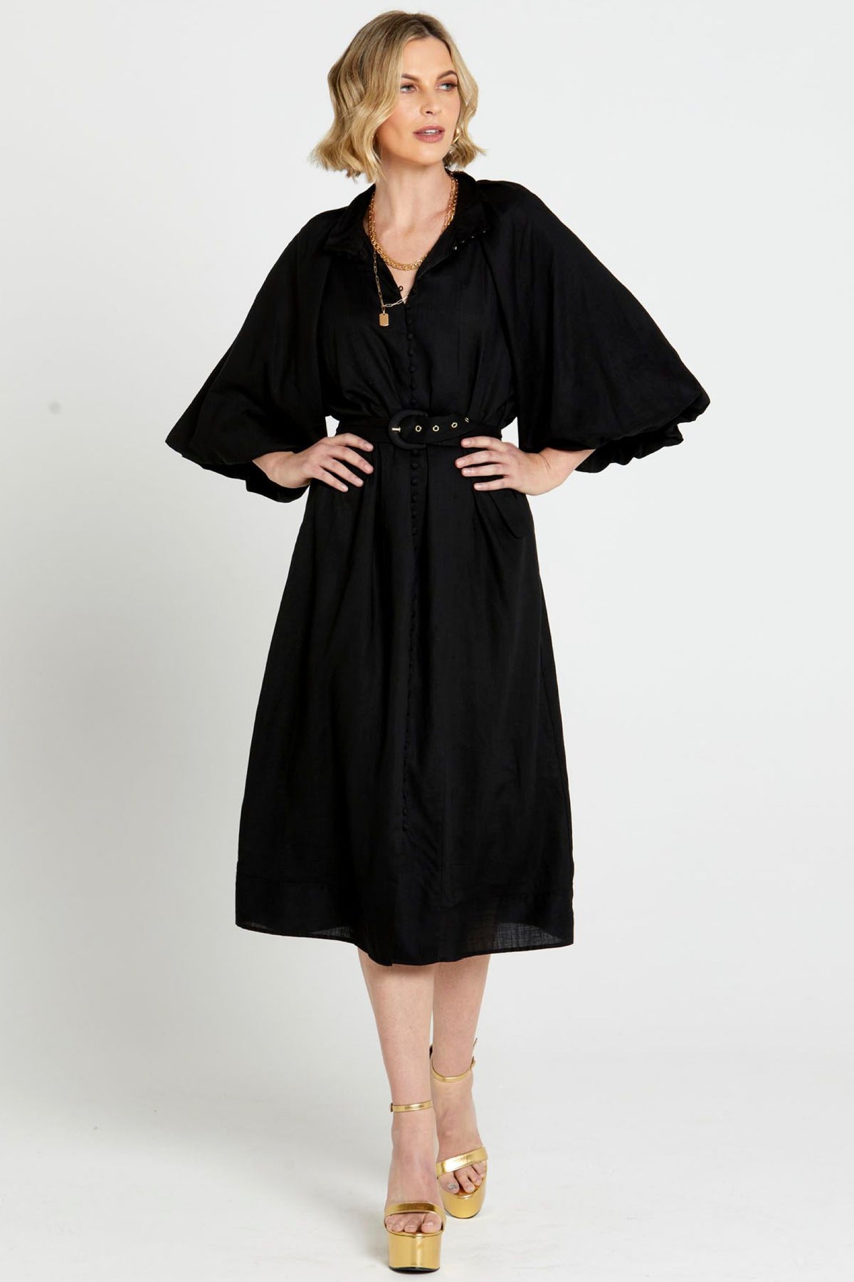 Lovefool Midi Shirt Dress Black