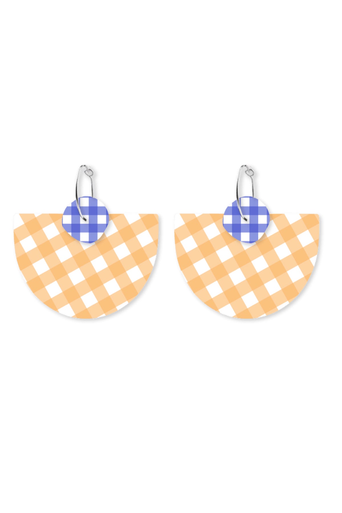 Gingham Marigold Layered Large Bell Hoop Earrings