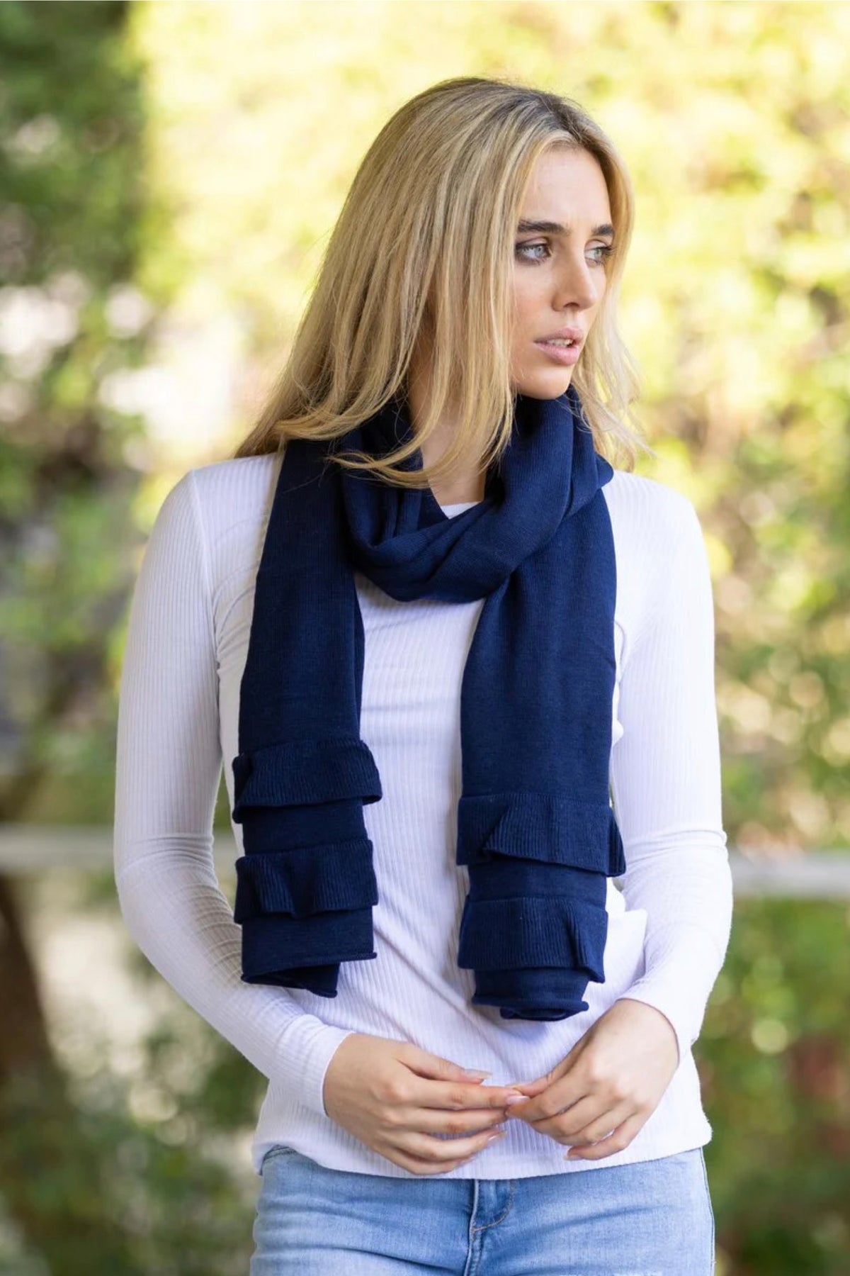 Ruffle Scarf Navy