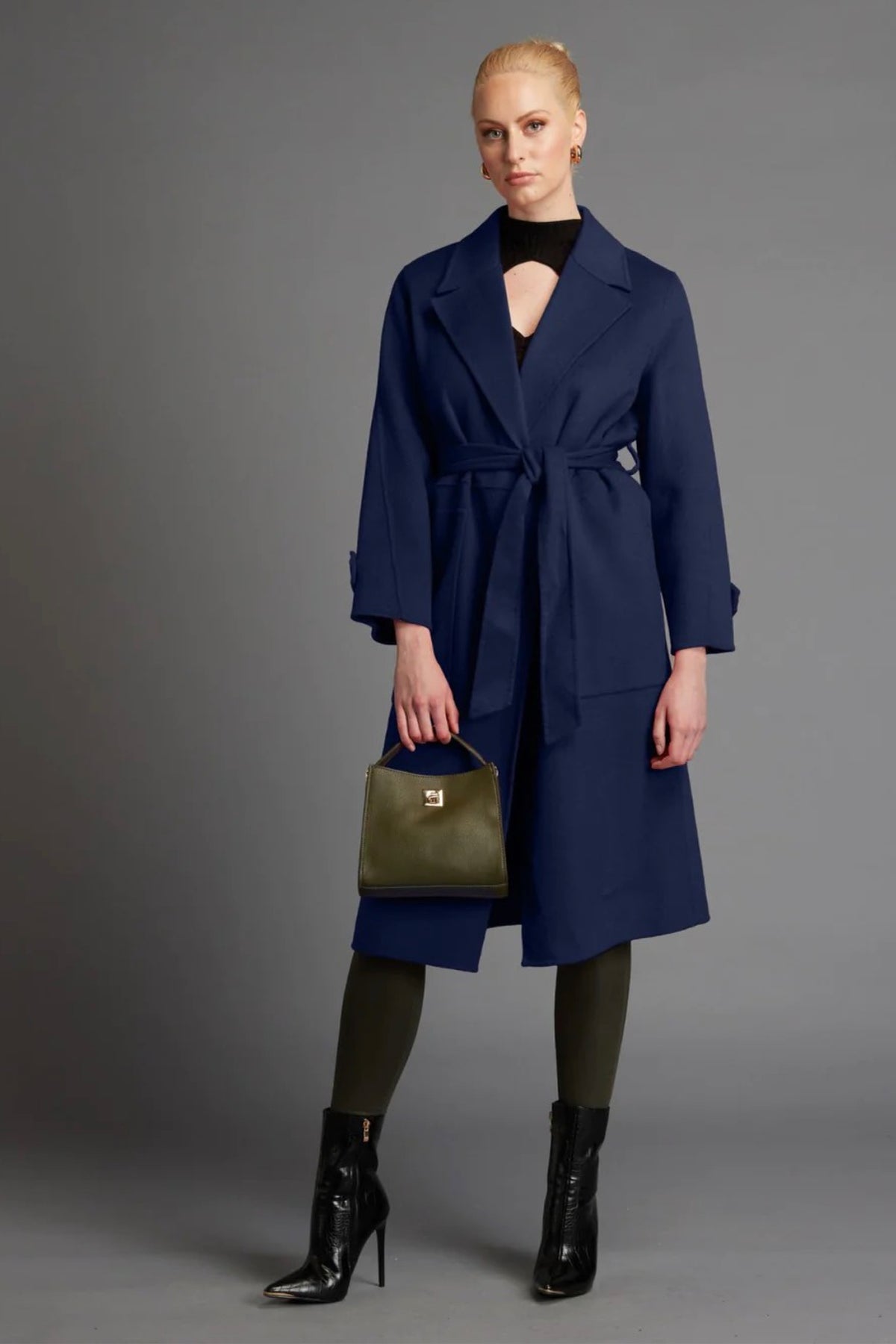 Withering Belted Wrap Trench Coat Navy